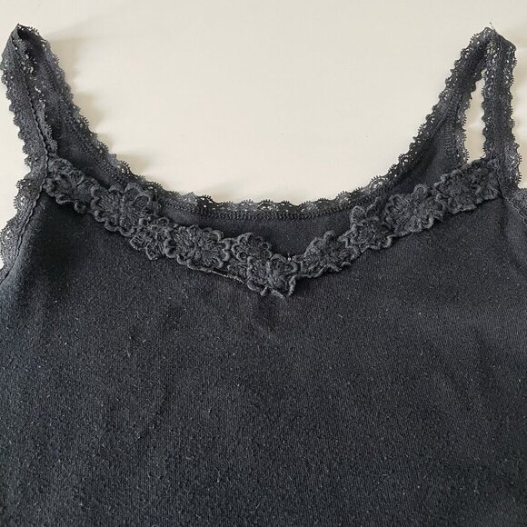 VTG Y2K Mossimo Tank Top Lace Trim Elaina Gilbert Bella Swan Long Black Size L - Picture 5 of 7
